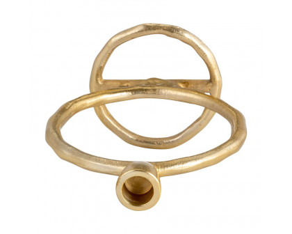 Sagebrook 8" Metal Round Ring Taper Candle Holder - Gold