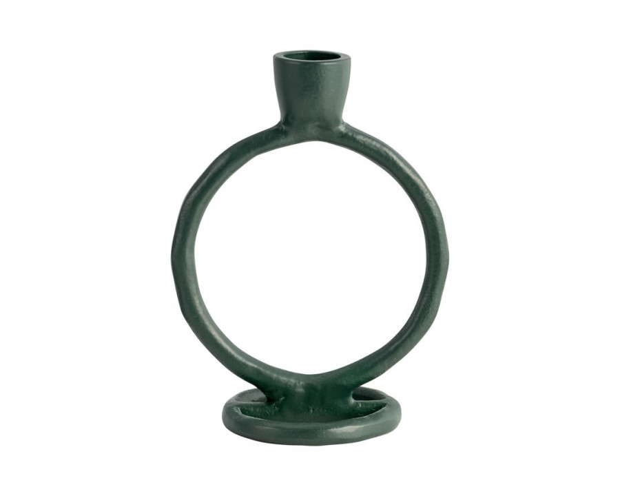 Sagebrook 6" Metal Round Ring Taper Candle Holder - Dark Green