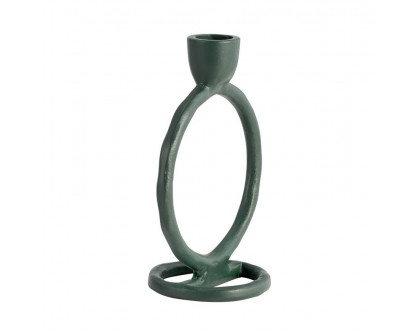 Sagebrook 6" Metal Round Ring Taper Candle Holder - Dark Green