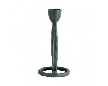 Sagebrook 6" Metal Round Ring Taper Candle Holder - Dark Green