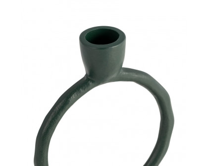 Sagebrook 6" Metal Round Ring Taper Candle Holder - Dark Green