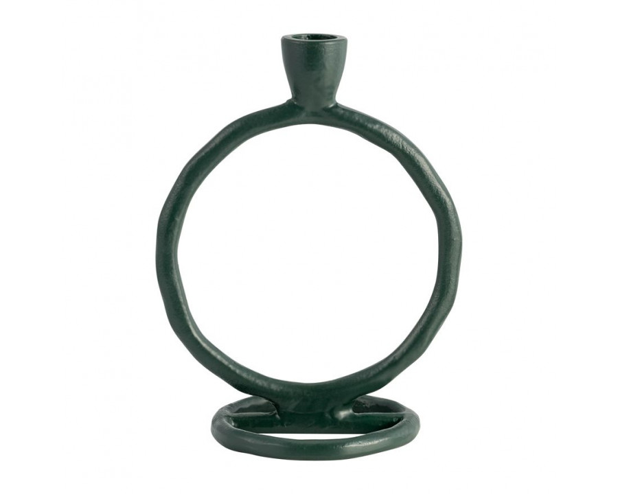 Sagebrook 8" Metal Round Ring Taper Candle Holder - Dark Green