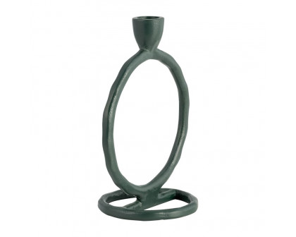 Sagebrook 8" Metal Round Ring Taper Candle Holder - Dark Green