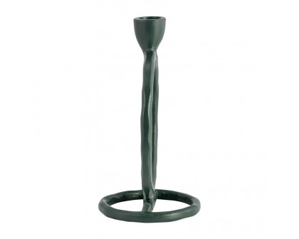 Sagebrook 8" Metal Round Ring Taper Candle Holder - Dark Green