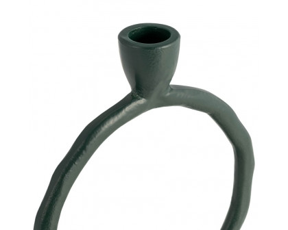 Sagebrook 8" Metal Round Ring Taper Candle Holder - Dark Green