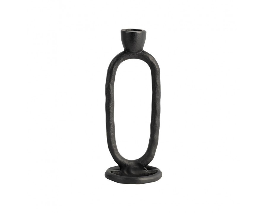 Sagebrook 8" Metal Open Oval Taper Candle Holder - Black