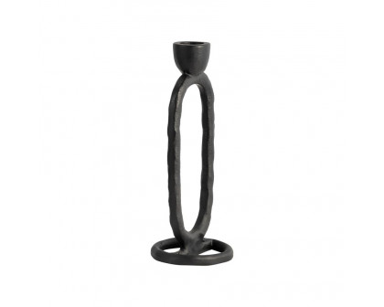 Sagebrook 8" Metal Open Oval Taper Candle Holder - Black