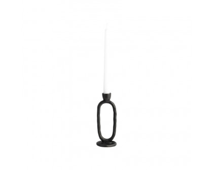 Sagebrook 8" Metal Open Oval Taper Candle Holder - Black