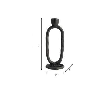 Sagebrook 8" Metal Open Oval Taper Candle Holder - Black