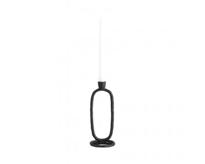 Sagebrook 10" Metal Open Oval Taper Candle Holder - Black