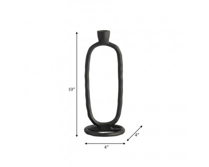 Sagebrook 10" Metal Open Oval Taper Candle Holder - Black