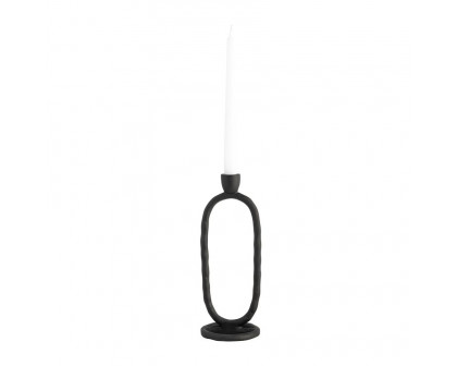 Sagebrook 11" Metal Open Oval Taper Candle Holder - Black