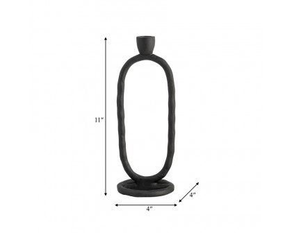 Sagebrook 11" Metal Open Oval Taper Candle Holder - Black