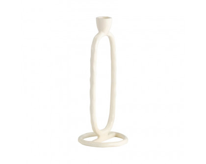 Sagebrook 10" Metal Open Oval Taper Candle Holder - Cotton