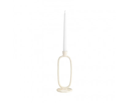 Sagebrook 10" Metal Open Oval Taper Candle Holder - Cotton