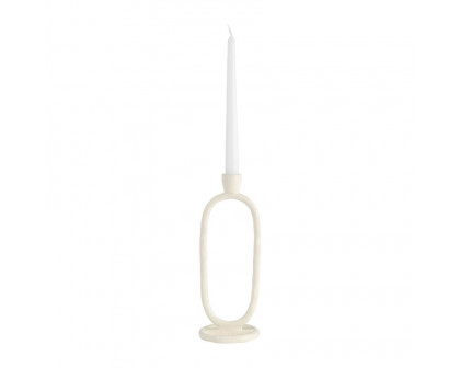 Sagebrook 11" Metal Open Oval Taper Candle Holder - Cotton