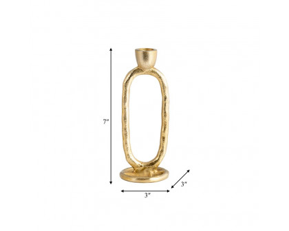 Sagebrook 8" Metal Open Oval Taper Candle Holder - Gold