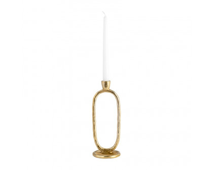 Sagebrook 11" Metal Open Oval Taper Candle Holder - Gold