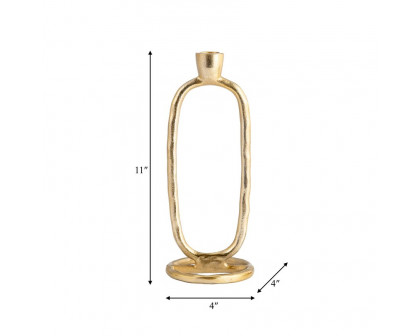 Sagebrook 11" Metal Open Oval Taper Candle Holder - Gold