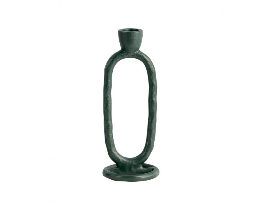 Sagebrook 8" Metal Open Oval Taper Candle Holder - Dark Green