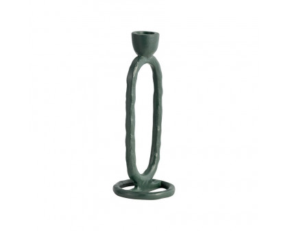 Sagebrook 8" Metal Open Oval Taper Candle Holder - Dark Green