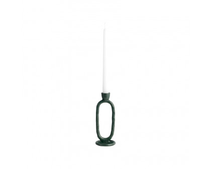 Sagebrook 8" Metal Open Oval Taper Candle Holder - Dark Green