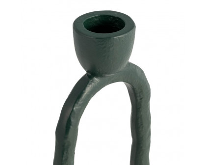 Sagebrook 8" Metal Open Oval Taper Candle Holder - Dark Green