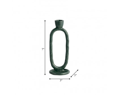 Sagebrook 8" Metal Open Oval Taper Candle Holder - Dark Green