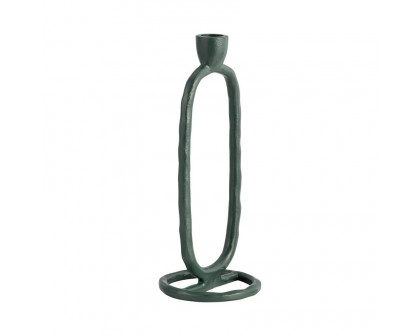 Sagebrook 10" Metal Open Oval Taper Candle Holder - Dark Green