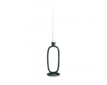 Sagebrook 10" Metal Open Oval Taper Candle Holder - Dark Green