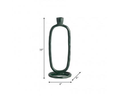 Sagebrook 10" Metal Open Oval Taper Candle Holder - Dark Green