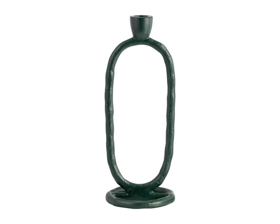 Sagebrook 11" Metal Open Oval Taper Candle Holder - Dark Green