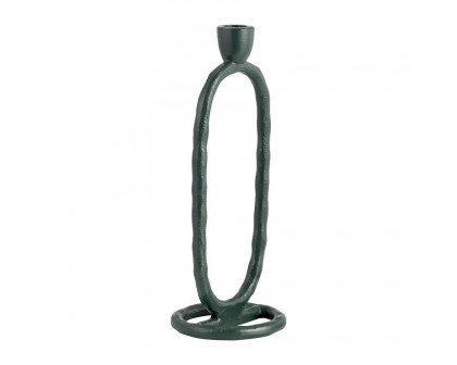 Sagebrook 11" Metal Open Oval Taper Candle Holder - Dark Green