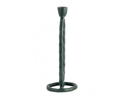 Sagebrook 11" Metal Open Oval Taper Candle Holder - Dark Green