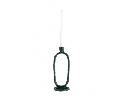 Sagebrook 11" Metal Open Oval Taper Candle Holder - Dark Green