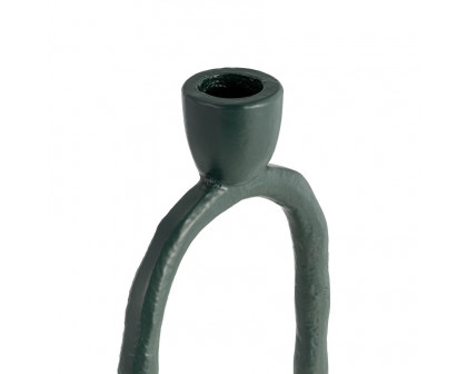 Sagebrook 11" Metal Open Oval Taper Candle Holder - Dark Green