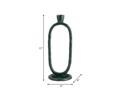 Sagebrook 11" Metal Open Oval Taper Candle Holder - Dark Green