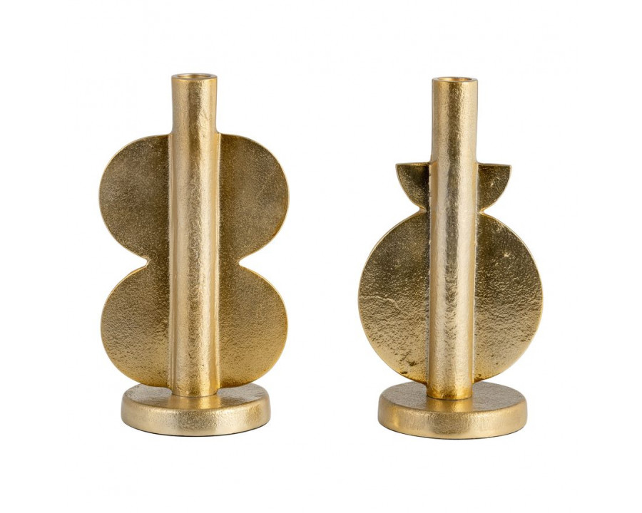 Sagebrook - 9" Metal Nomad Taper Candle Holders (Set of 2) in Gold