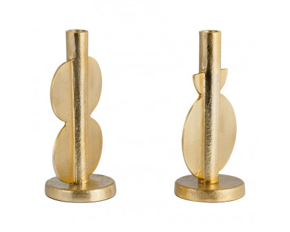 Sagebrook - 9" Metal Nomad Taper Candle Holders (Set of 2) in Gold