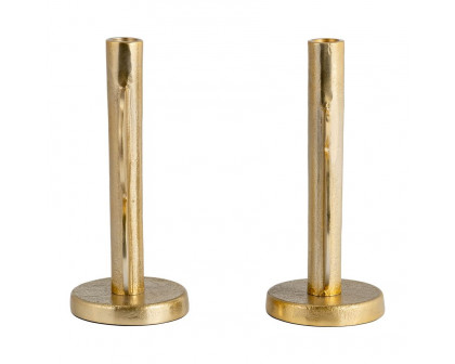 Sagebrook - 9" Metal Nomad Taper Candle Holders (Set of 2) in Gold