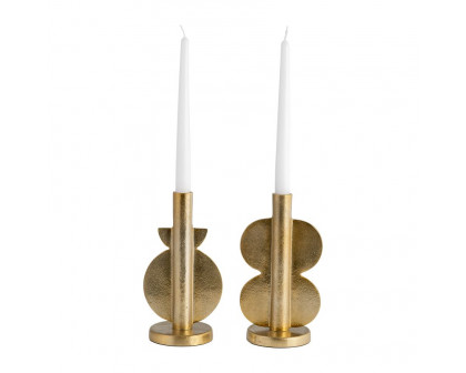 Sagebrook - 9" Metal Nomad Taper Candle Holders (Set of 2) in Gold