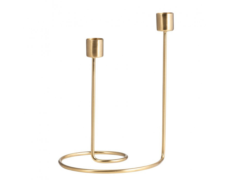 Sagebrook 8" Metal Swirly 2-Taper Candle Holder - Gold