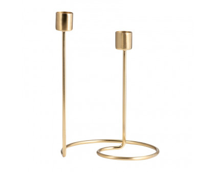 Sagebrook 8" Metal Swirly 2-Taper Candle Holder - Gold