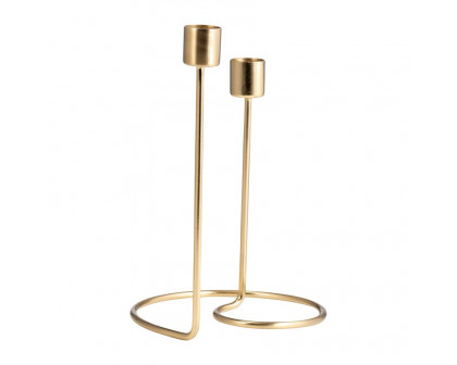 Sagebrook 8" Metal Swirly 2-Taper Candle Holder - Gold