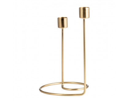 Sagebrook 8" Metal Swirly 2-Taper Candle Holder - Gold