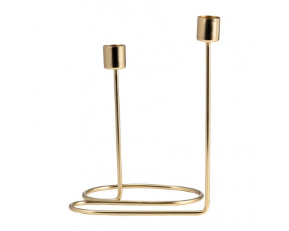 Sagebrook 8" Metal Double Swirl 2-Taper Candle Holder - Gold