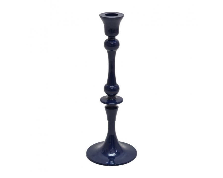 Sagebrook 9" Metal Traditional Taper Candle Holder - Navy