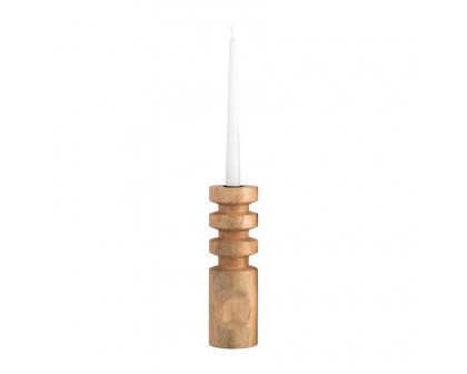 Sagebrook 10" Wood Stacked Taper Candle Holder - Natural