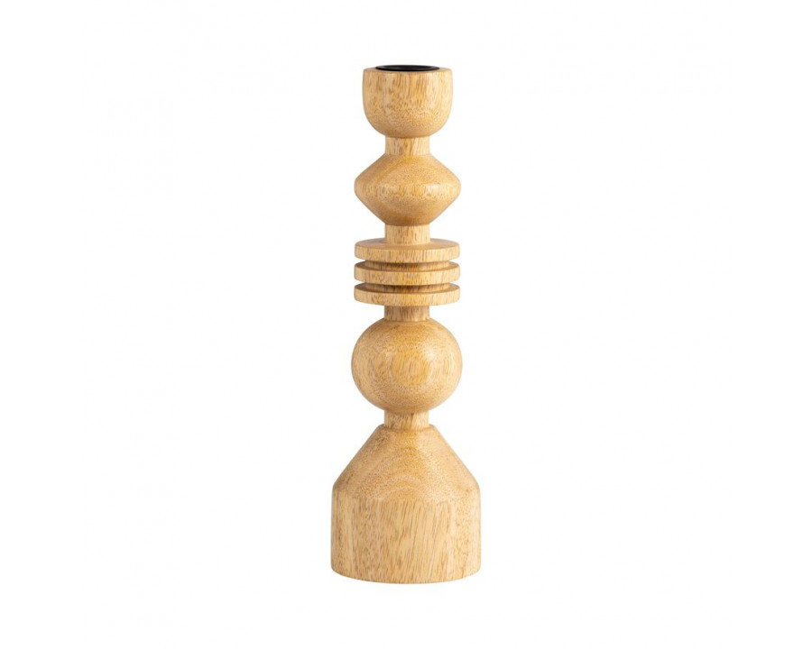 Sagebrook 10" Wood Stacking Shapes Taper Candle Holder