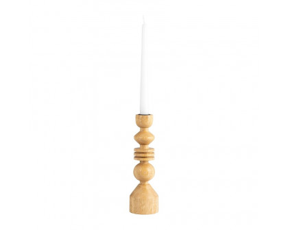 Sagebrook 10" Wood Stacking Shapes Taper Candle Holder